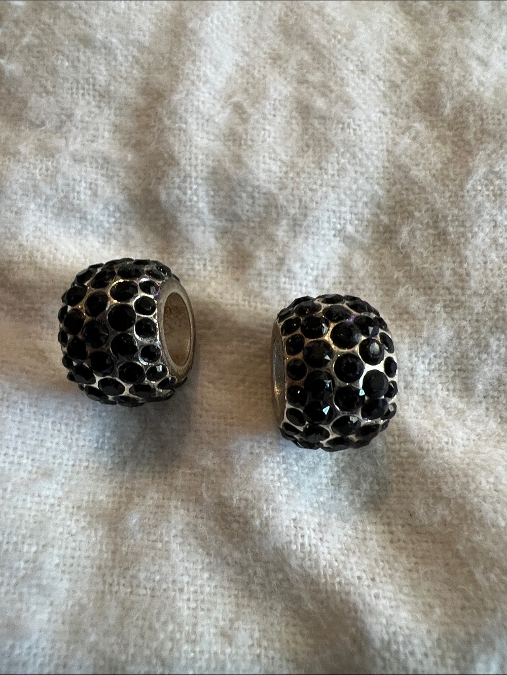 Brighton Silver Bead Charms with Black Crystals